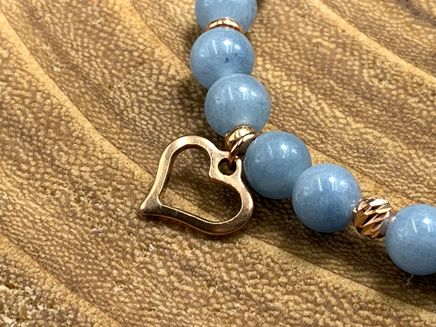 Armband Aquamarin Roségold plated - Glücksarmband - Geburtsstein März - Apatit Turmalin Mondstein uvm. - Geschenk Freundin Liebe Mut