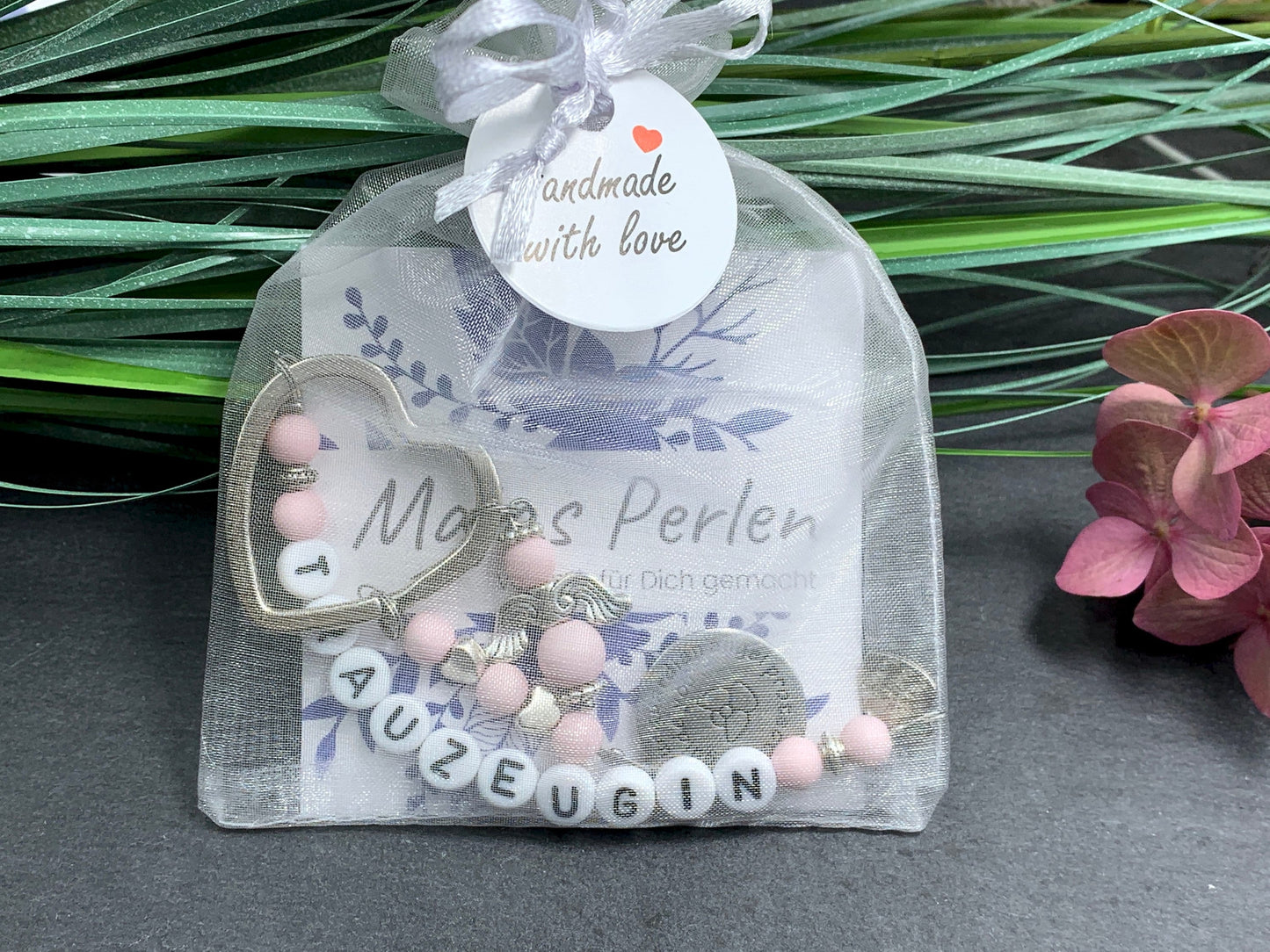 Schlüsselanhänger Trauzeugin Rosa Acryl - Geschenk Frage Trauzeugin Brautjungfer Team Braut JGA - viele eben - Edelsteine möglich