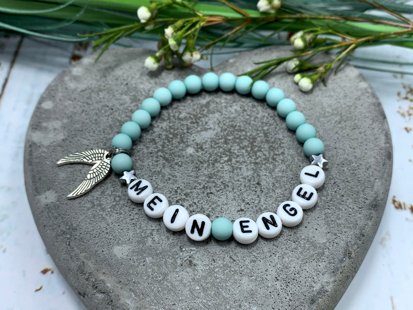 Armband Mein Engel Acryl - Perlenarmband Engel - Geschenk beste Freundin Liebe Mama - Kinderarmband -  viele Farben - personalisierbar