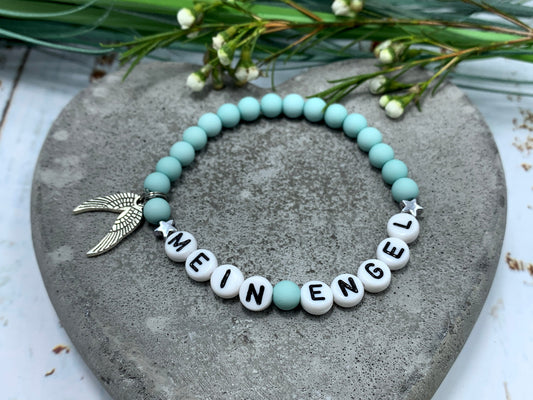 Armband Mein Engel Acryl - Perlenarmband Engel - Geschenk beste Freundin Liebe Mama - Kinderarmband -  viele Farben - personalisierbar