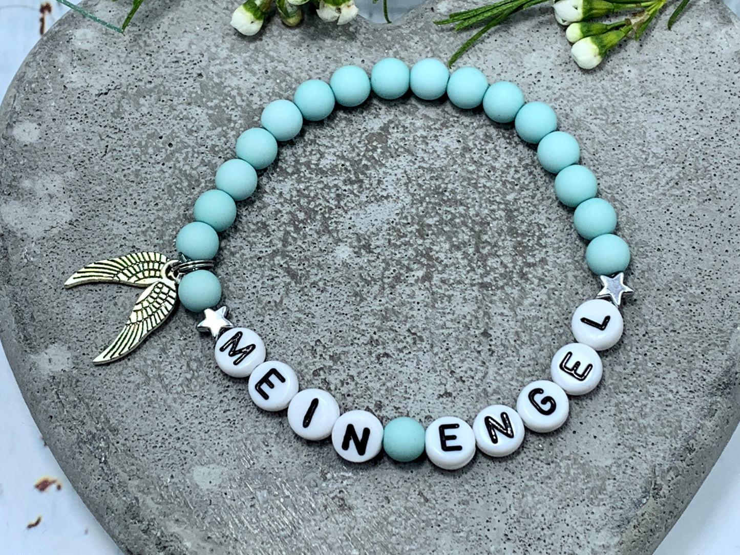 Armband Mein Engel Acryl - Perlenarmband Engel - Geschenk beste Freundin Liebe Mama - Kinderarmband -  viele Farben - personalisierbar