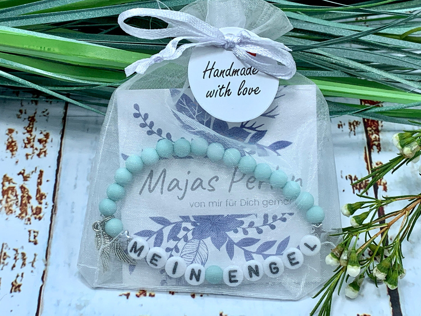 Armband Mein Engel Acryl - Perlenarmband Engel - Geschenk beste Freundin Liebe Mama - Kinderarmband -  viele Farben - personalisierbar