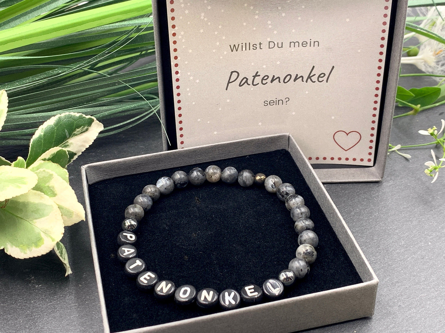 Armband Patenonkel Labradorit - Andenken Armband Taufe Taufgeschenk Pate Perlenarmband Frage Patenschaft - Wunschedelstein