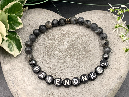 Armband Patenonkel Labradorit - Andenken Armband Taufe Taufgeschenk Pate Perlenarmband Frage Patenschaft - Wunschedelstein
