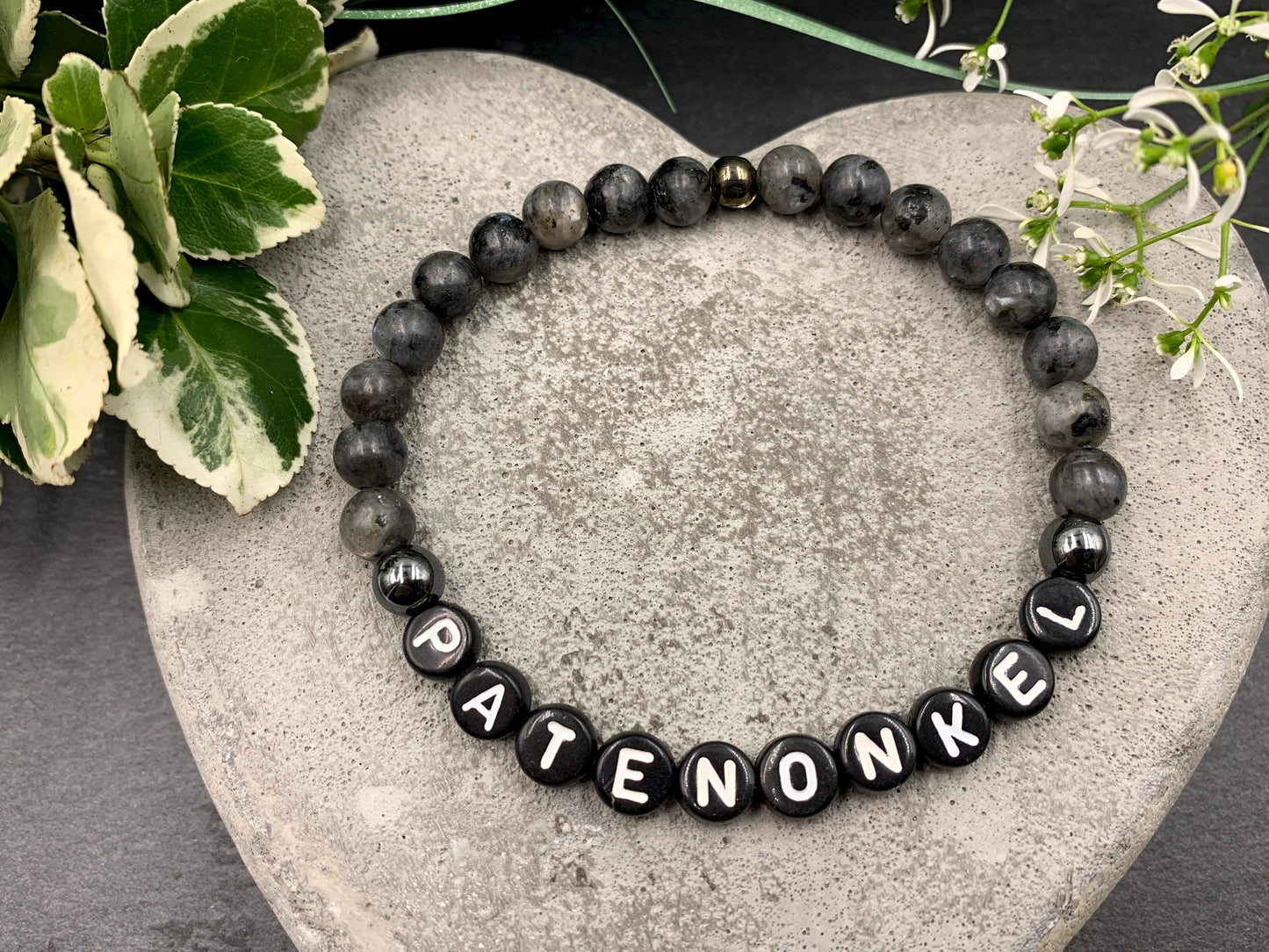 Armband Patenonkel Labradorit - Andenken Armband Taufe Taufgeschenk Pate Perlenarmband Frage Patenschaft - Wunschedelstein