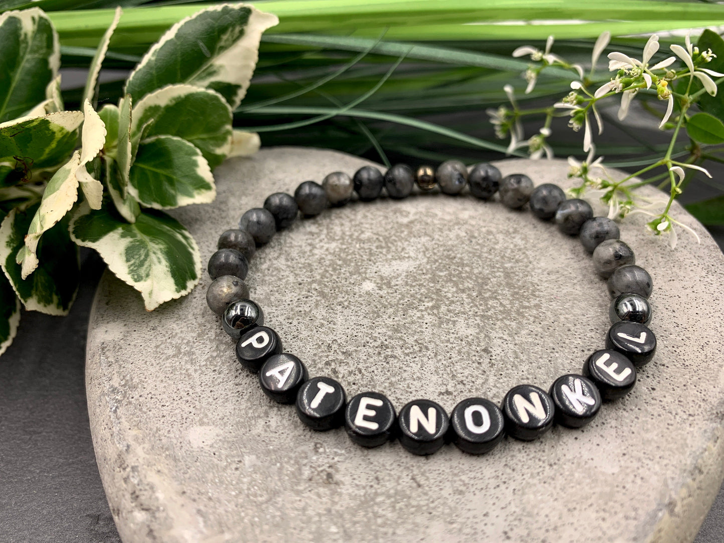 Armband Patenonkel Labradorit - Andenken Armband Taufe Taufgeschenk Pate Perlenarmband Frage Patenschaft - Wunschedelstein
