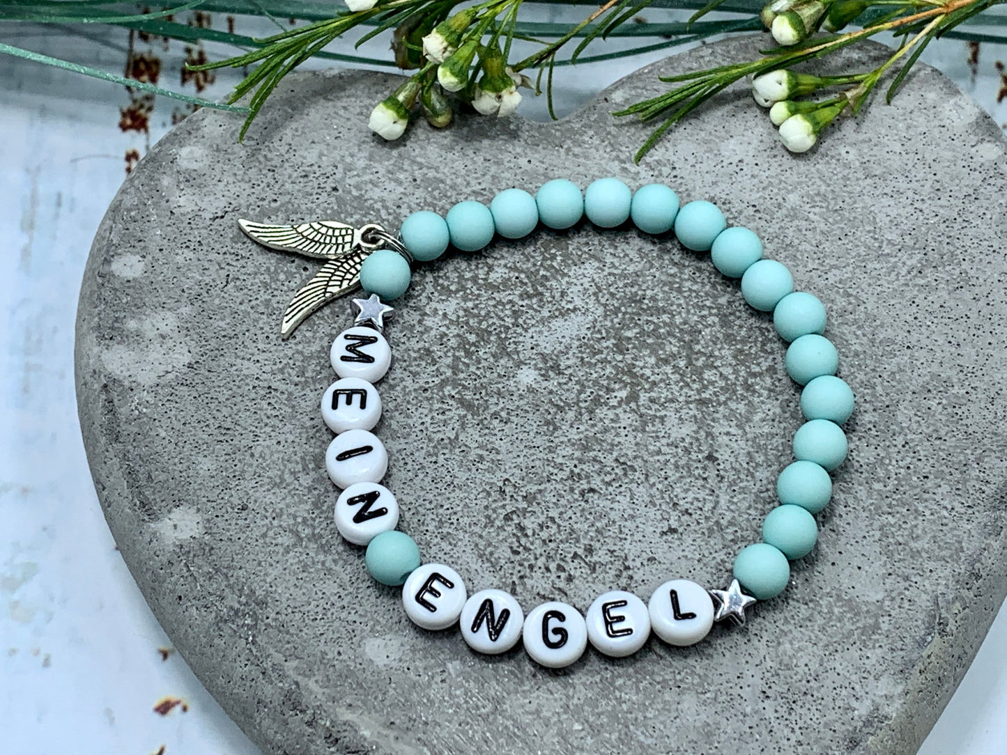Armband Mein Engel Acryl - Perlenarmband Engel - Geschenk beste Freundin Liebe Mama - Kinderarmband -  viele Farben - personalisierbar