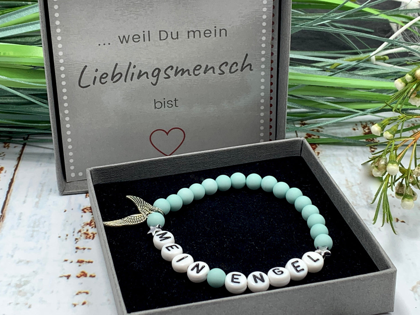 Armband Mein Engel Acryl - Perlenarmband Engel - Geschenk beste Freundin Liebe Mama - Kinderarmband -  viele Farben - personalisierbar