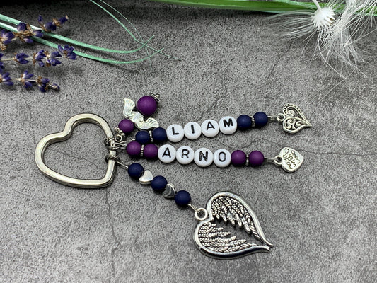 Schlüsselanhänger Name der Familie - Perlen Acryl bis 5 Namen möglich -  Geschenk Mama Oma Geburt Liebe -  viele Farben - personalisierbar