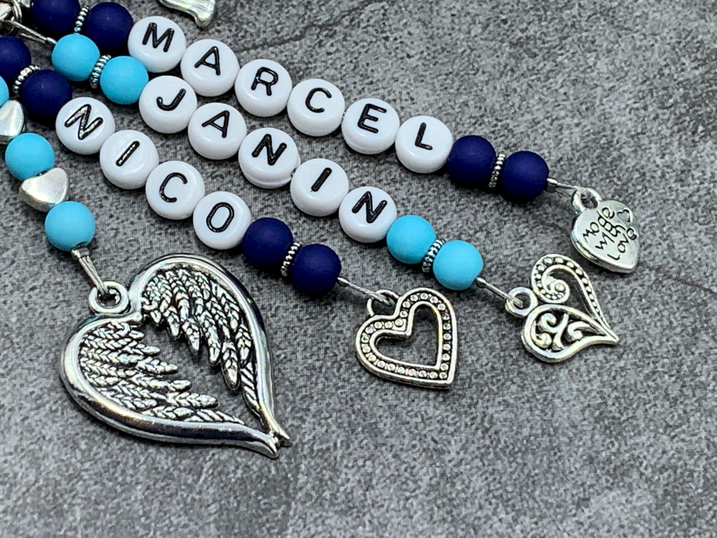 Schlüsselanhänger Name der Kinder - Perlen Acryl bis 5 Namen möglich -  Geschenk Mama Oma Familie Liebe -  viele Farben - personalisierbar
