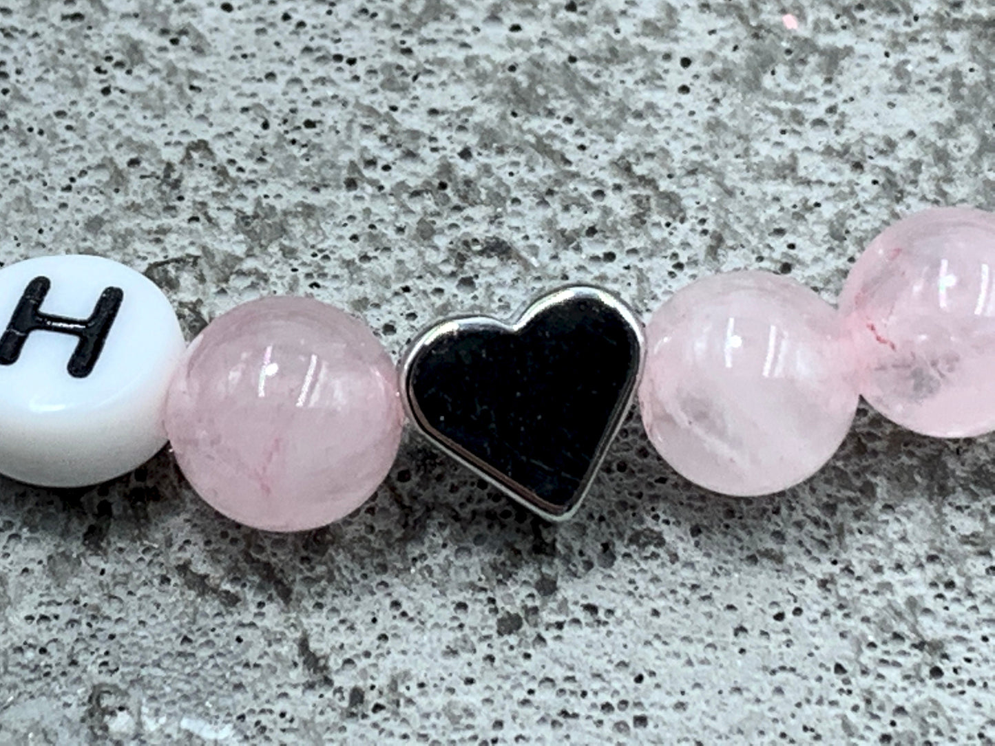 Armband Rosenquarz liebster Mensch - Herz echt platiniert - Geschenk Lieblingsmensch Liebe - Perlenarmband mit Namen - viele Edelsteine