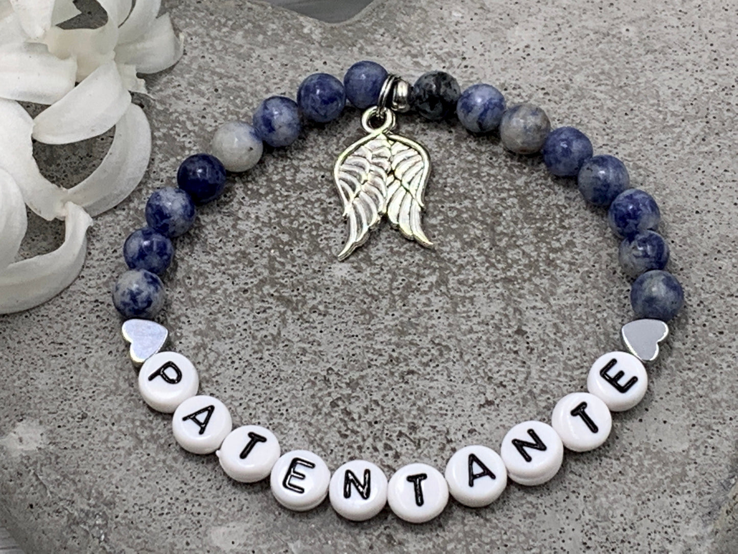 Armband Patentante Amazonit - Geschenk für Patin und Taufe Taufgeschenk Erinnerungsarmband Frage Patenschaft - viele Personalisierungen