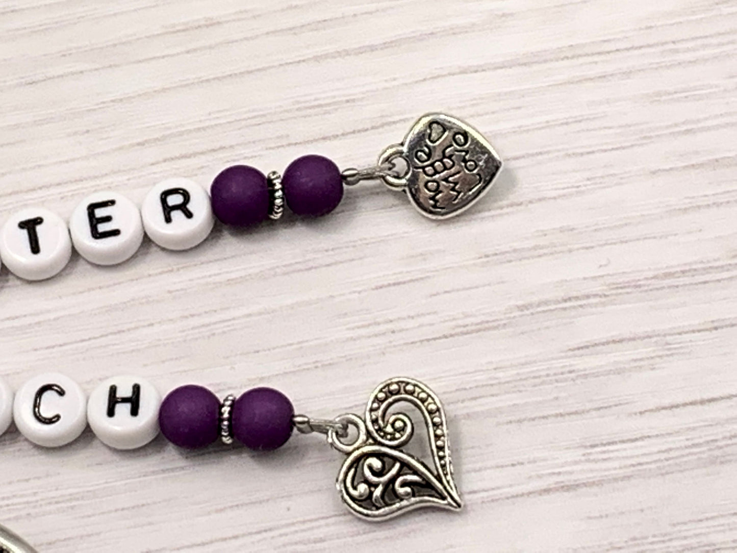 Schlüsselanhänger Liebster Mensch Perlen Acryl Purple - Geschenk Liebe Herzensmensch beste Freundin - personalisierbar - Edelsteine möglich