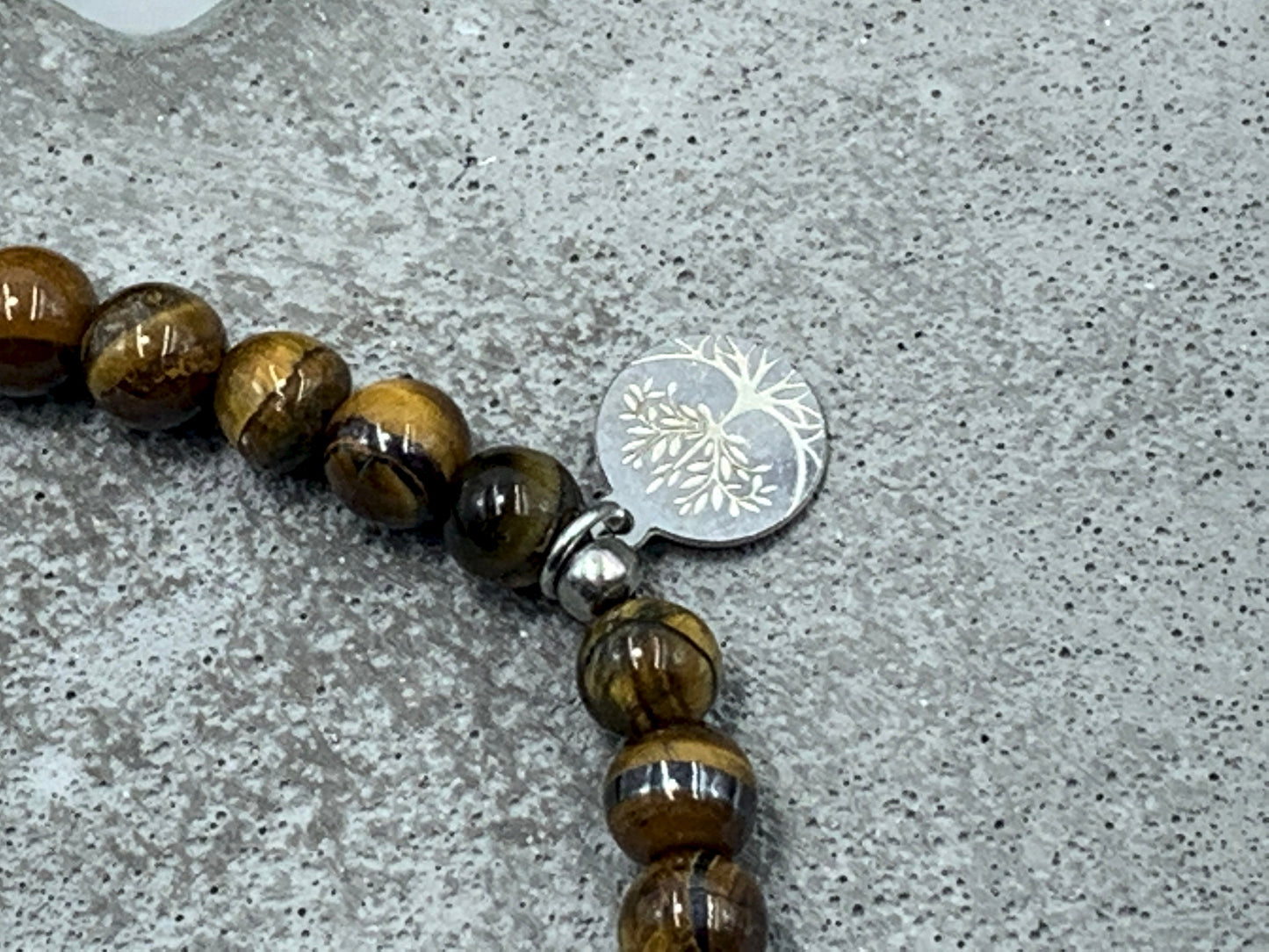 Armband Godi Tigerauge Herz platiniert - Andenken Armband Taufe Taufgeschenk Frage Patentante Patenschaft - personalisierbar Wunschedelstein