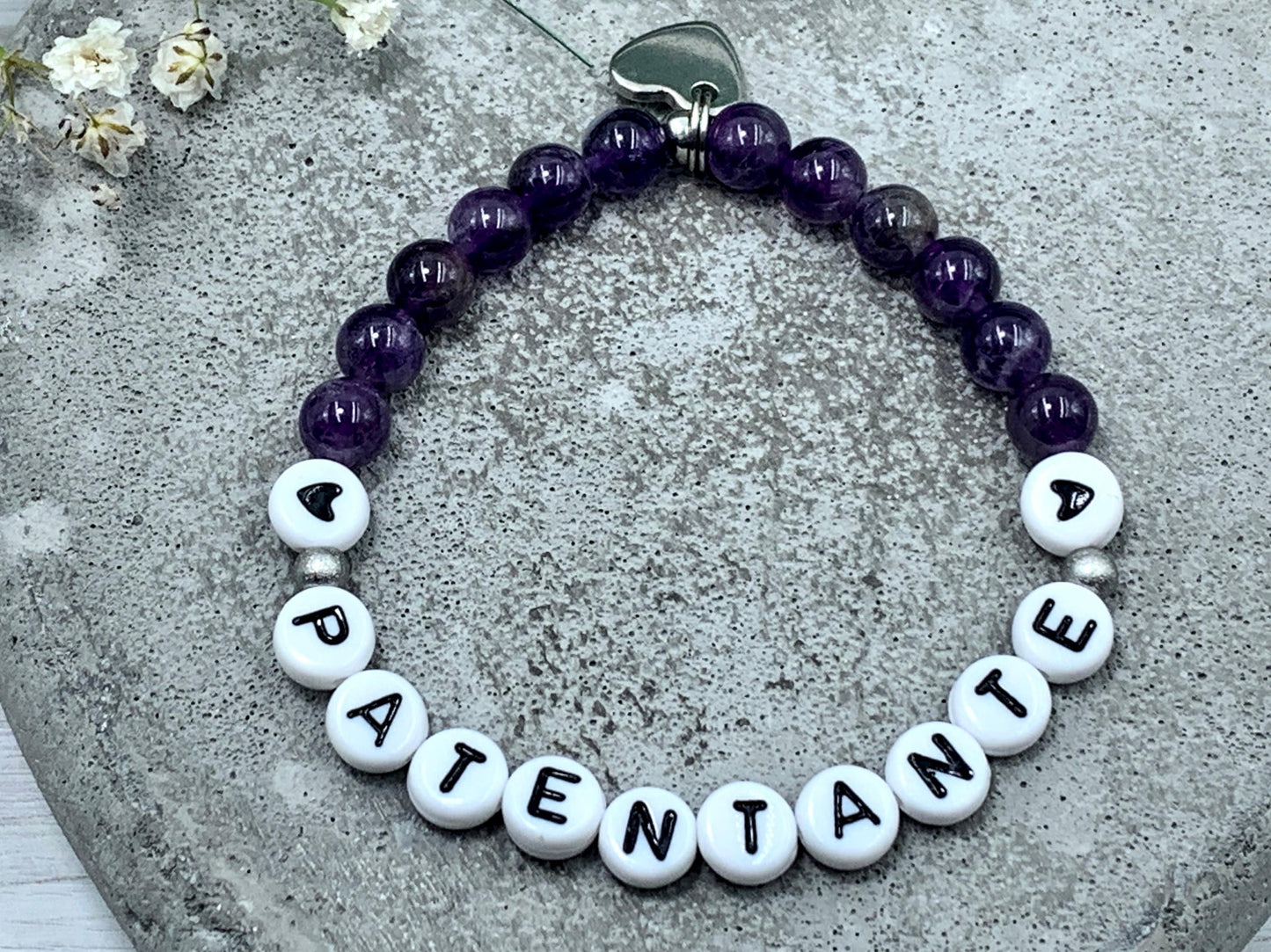 Armband Patentante Amethyst - Geschenk für Patin Patenschaft Andenken an Taufe Taufgeschenk - viele Edelsteine - personalisierbar