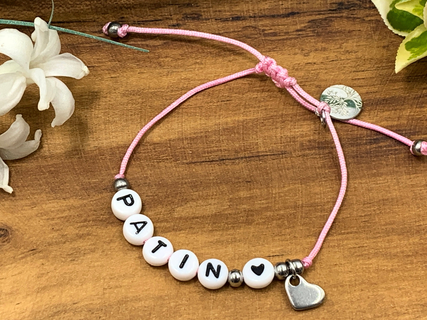 Armband Makramee Patin Rosa - Armband Weite einstellbar - Geschenk für Taufpatin Frage Patenschaft Andenken Taufgeschenk - Farbe wählbar