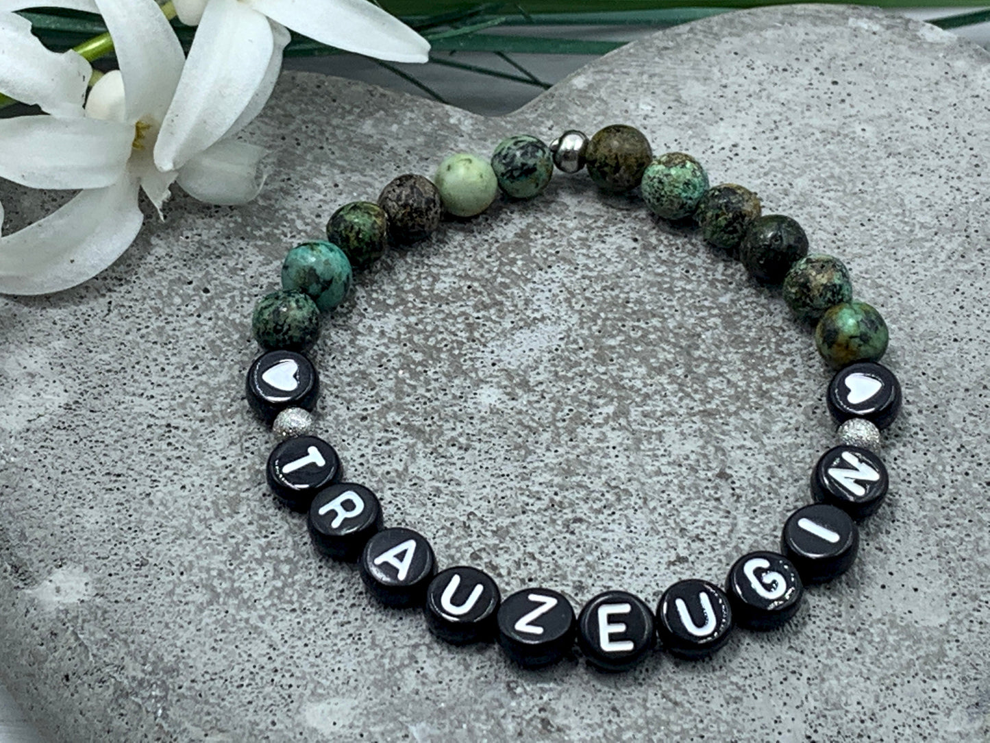 Armband Trauzeugin Afrikanischer Türkis echte Natursteine - Geschenk Brautjungfer Braut JGA Hochzeit - viele Edelsteine personalisierbar