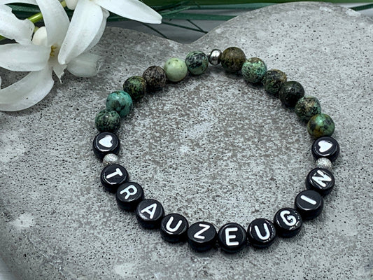 Armband Trauzeugin Afrikanischer Türkis echte Natursteine - Geschenk Brautjungfer Braut JGA Hochzeit - viele Edelsteine personalisierbar