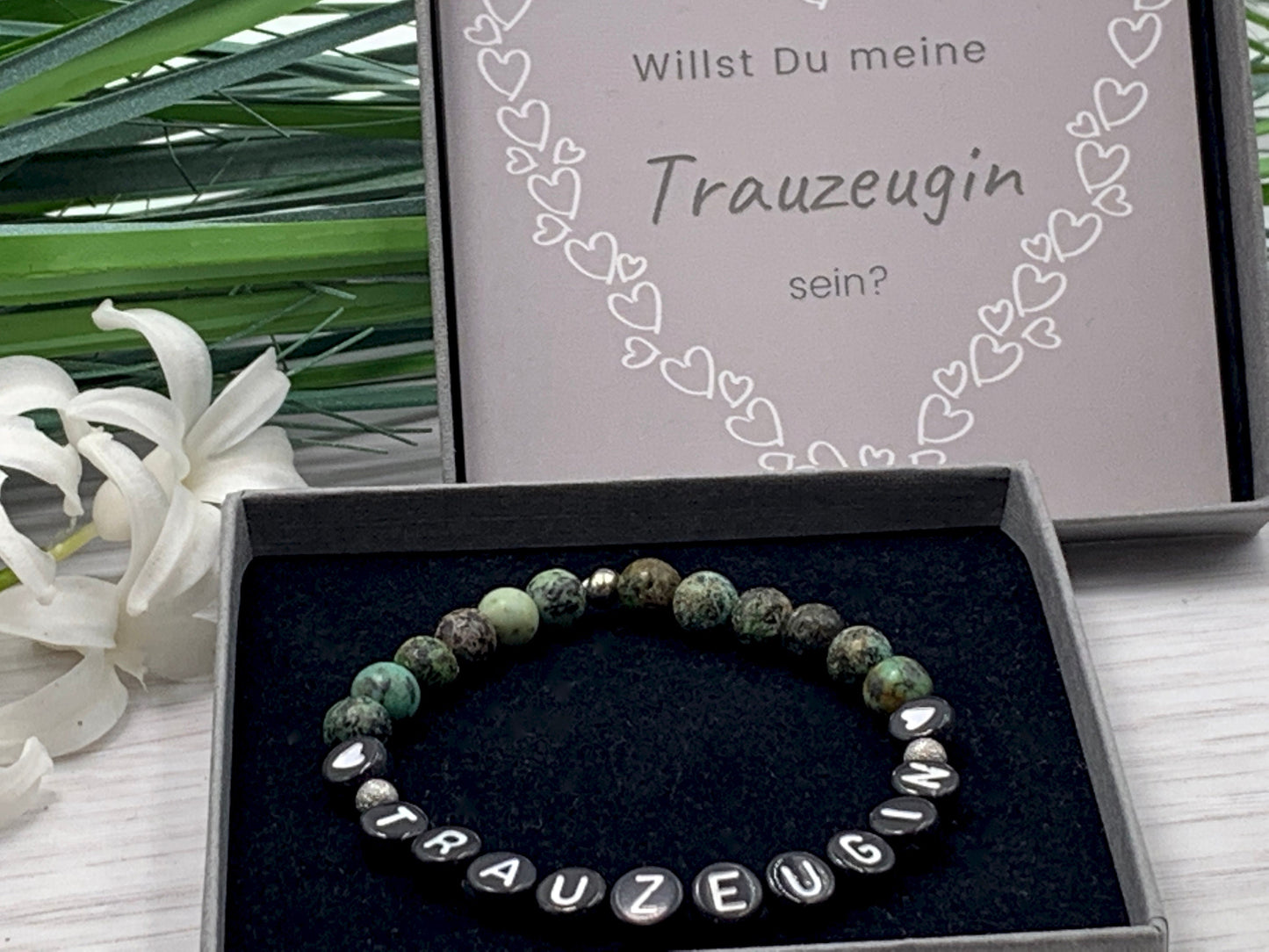 Armband Trauzeugin Afrikanischer Türkis echte Natursteine - Geschenk Brautjungfer Braut JGA Hochzeit - viele Edelsteine personalisierbar