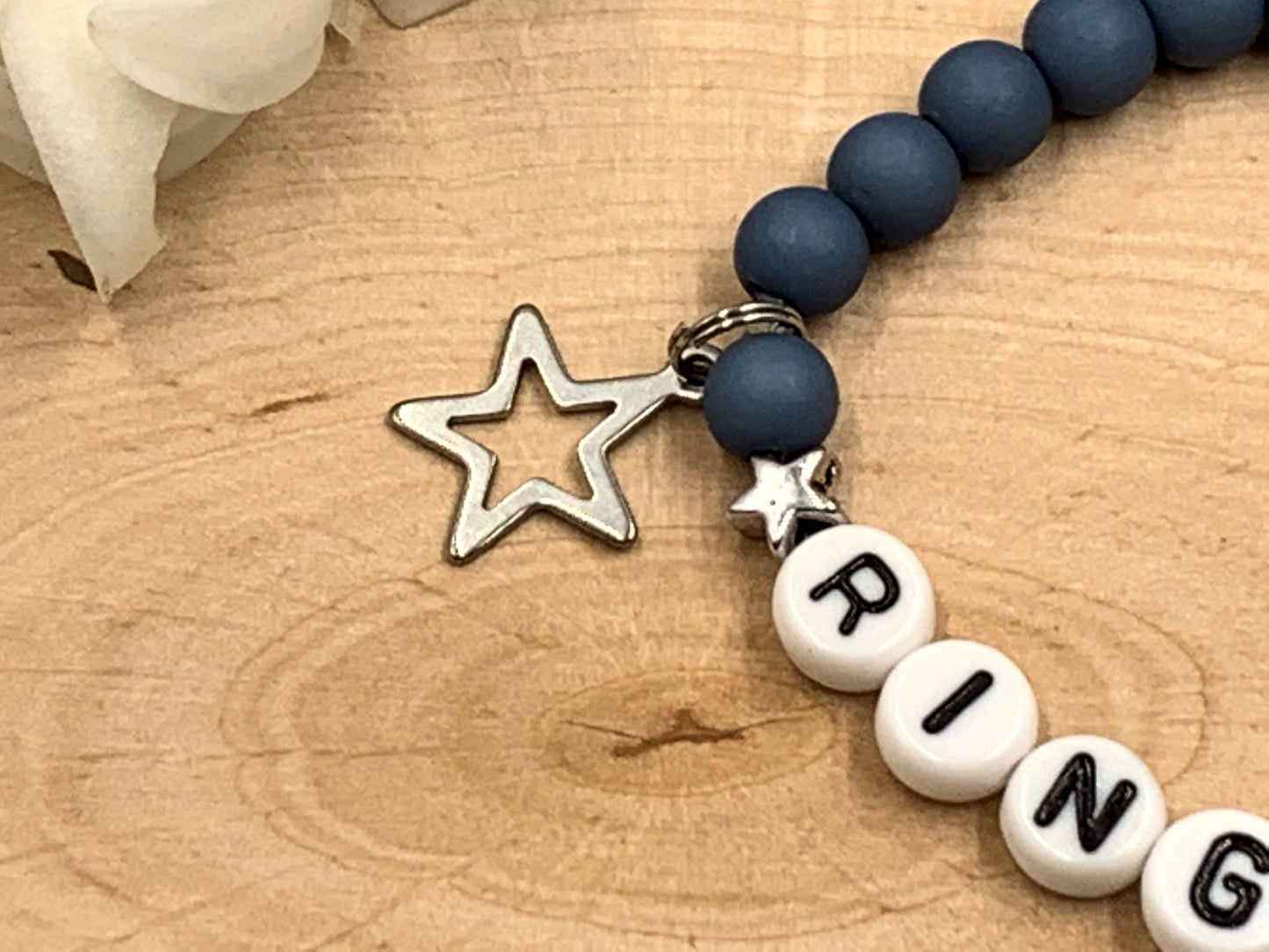 Armband Ringjunge Petrol Acryl 6 mm - Geschenk Ringkind Ringmädchen Kerzenkind Kerzenjunge - viele Farben - personalisierbar