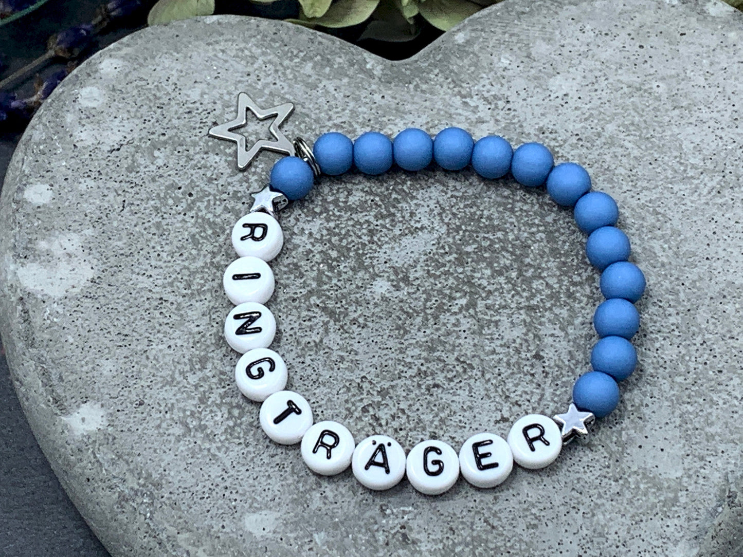 Armband Ringträger Blau Acryl 6 mm - Geschenk Ringkind Ringmädchen Kerzenkind Kerzenjunge - viele Farben - personalisierbar