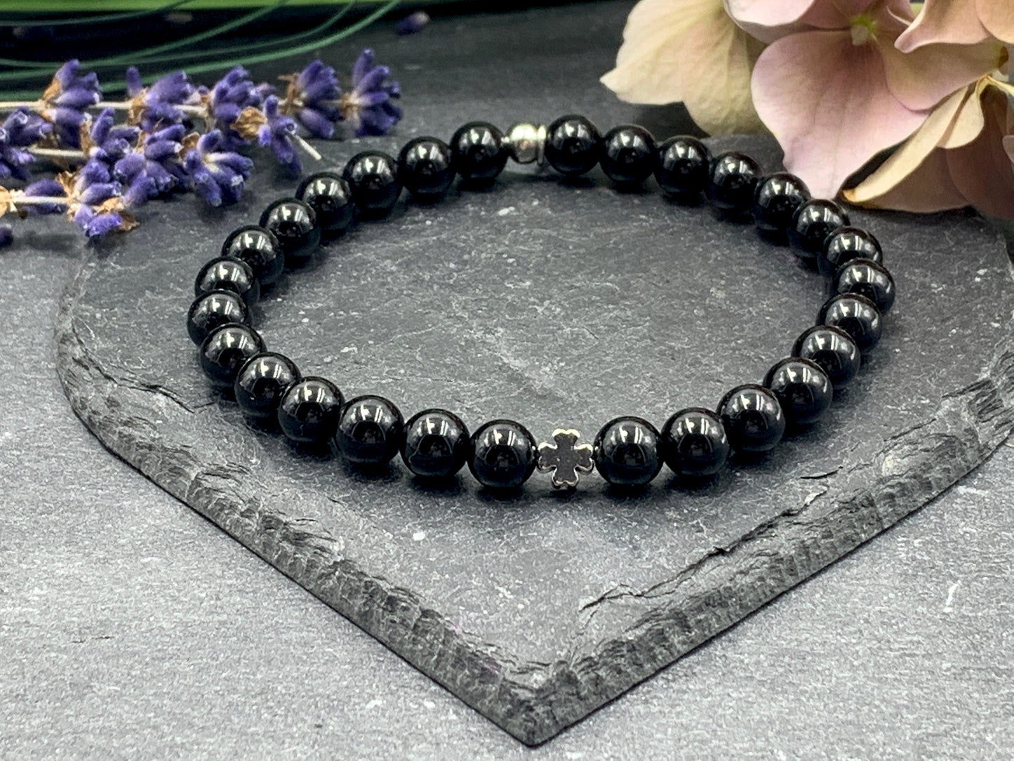 Armband Turmalin echt - Glückskleeperle echt Platiniert - Geburtsstein Oktober Schutztstein Perlenarmband - Geschenk Glück Kraft spirituell