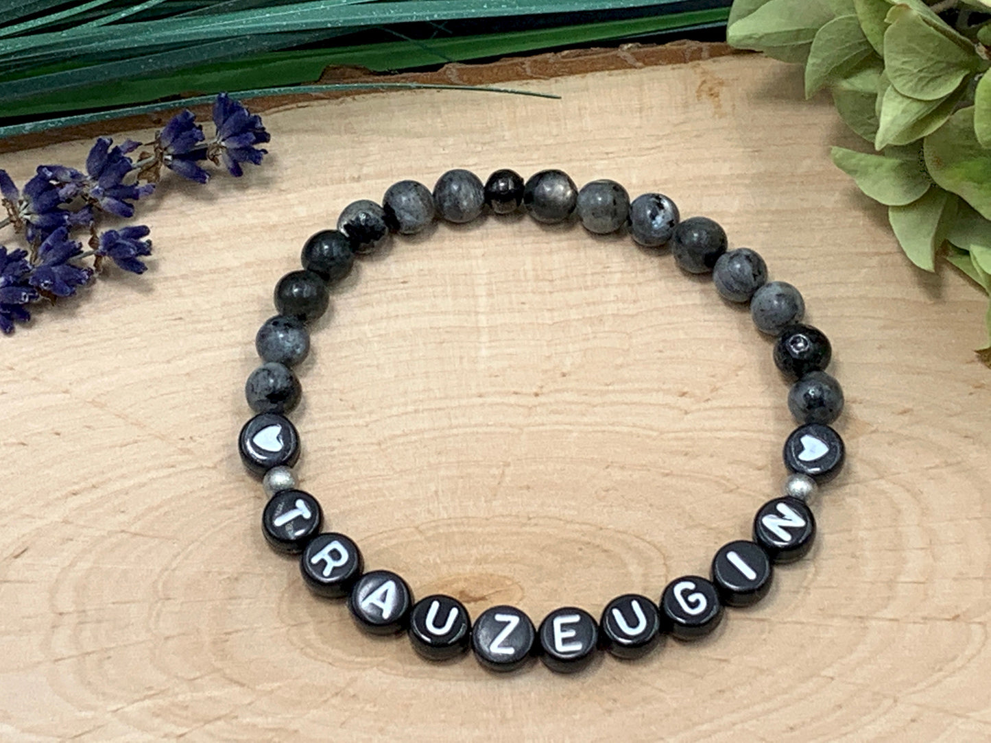 Armband Trauzeugin Labradorit Edelstahl echte Natursteine - Geschenk Brautjungfer Team Braut heiraten - viele Edelsteine personalisierbar