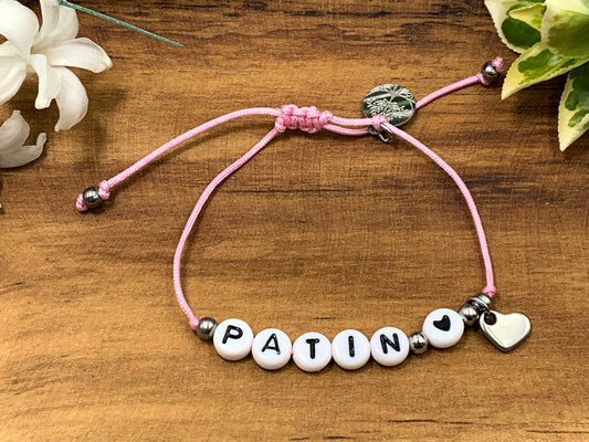Armband Makramee Patin Rosa - Armband Weite einstellbar - Geschenk für Taufpatin Frage Patenschaft Andenken Taufgeschenk - Farbe wählbar