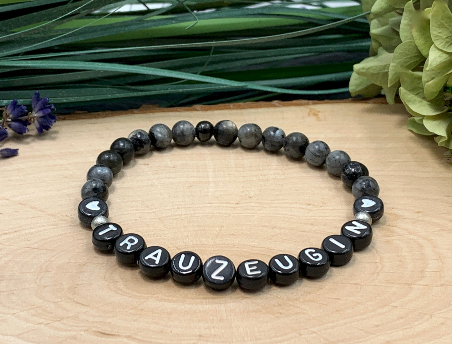 Armband Trauzeugin Labradorit Edelstahl echte Natursteine - Geschenk Brautjungfer Team Braut heiraten - viele Edelsteine personalisierbar