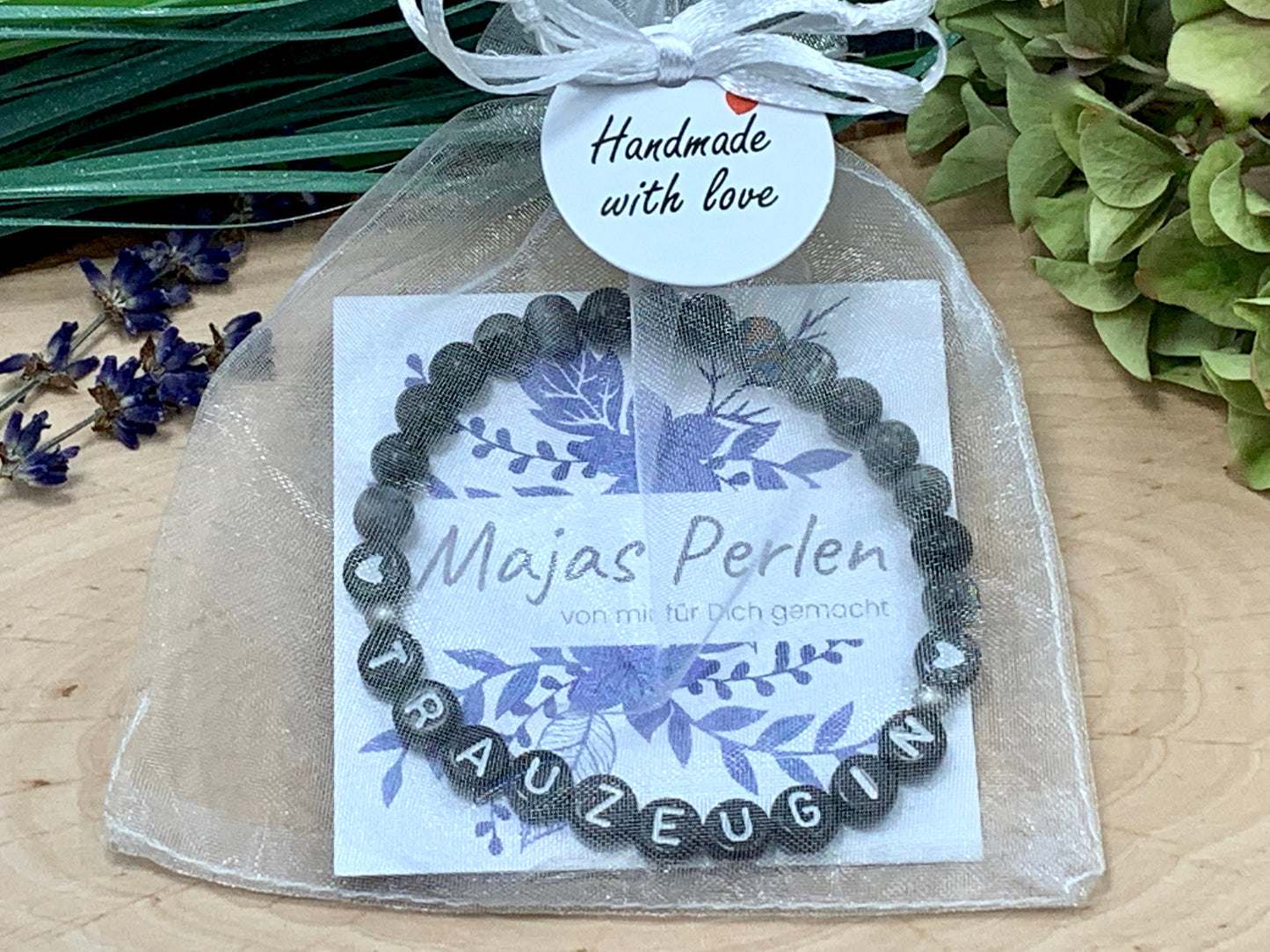 Armband Trauzeugin Labradorit Edelstahl echte Natursteine - Geschenk Brautjungfer Team Braut heiraten - viele Edelsteine personalisierbar