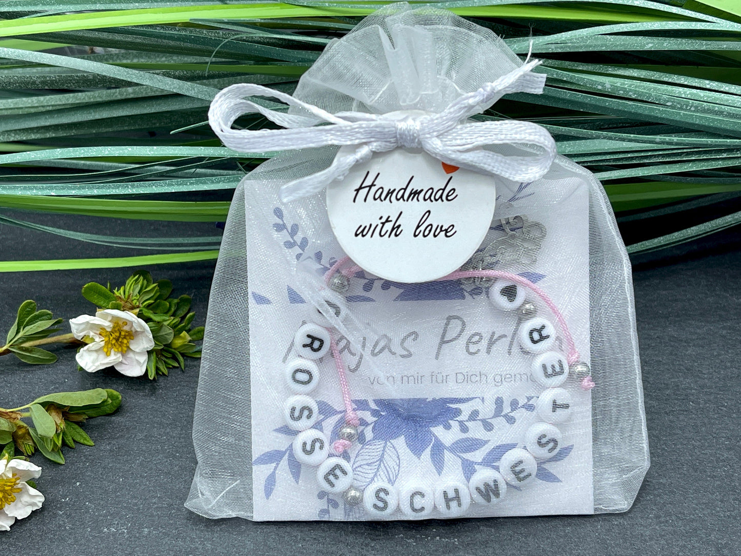 Armband Grosse Schwester Makramee Edelstahl - Geschenk Schwesterherz kleiner Bruder Armband Kinderarmband Geburt Geschwisterkind Wunschfarbe