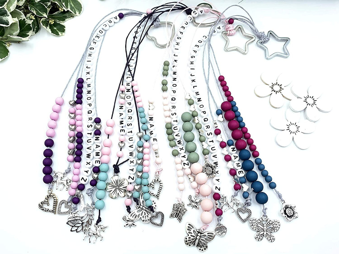 Rechenkette Mädchen Zählkette Himmelblau Lila mit Name wahlweise ABC - Geschenk Einschulung erster Schultag - Rechenhilfe bis 20 Grundschule