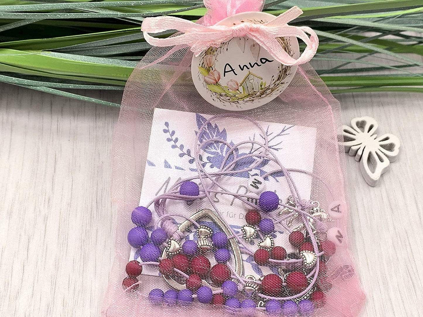 Rechenkette Mädchen Katze Lila Beere mit Name wahlweise ABC - Geschenk Einschulung erster Schultag - Rechenhilfe bis 20 Grundschule