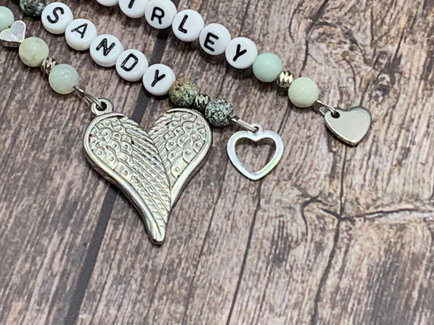 Schlüsselanhänger Edelsteine echt Name Kinder Amazonit und Afrikanischer Türkis - Edelsteine wählbar - Geschenk Mama Familie Liebe Freundin