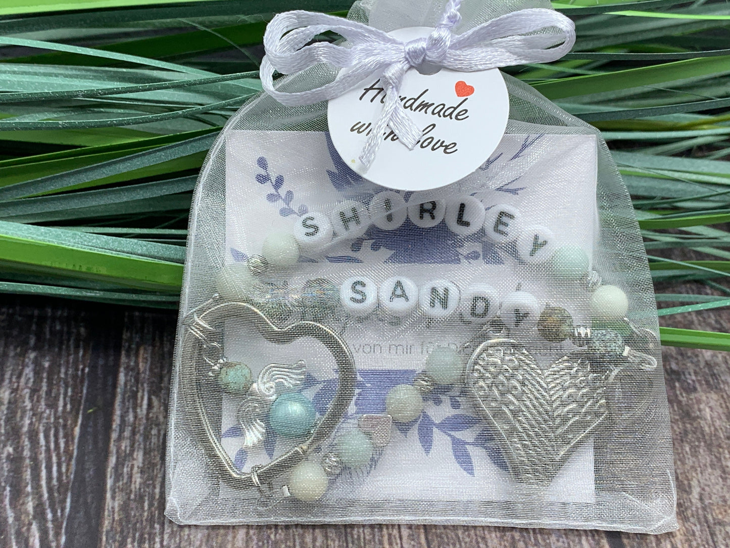 Schlüsselanhänger Edelsteine echt Name Kinder Amazonit und Afrikanischer Türkis - Edelsteine wählbar - Geschenk Mama Familie Liebe Freundin