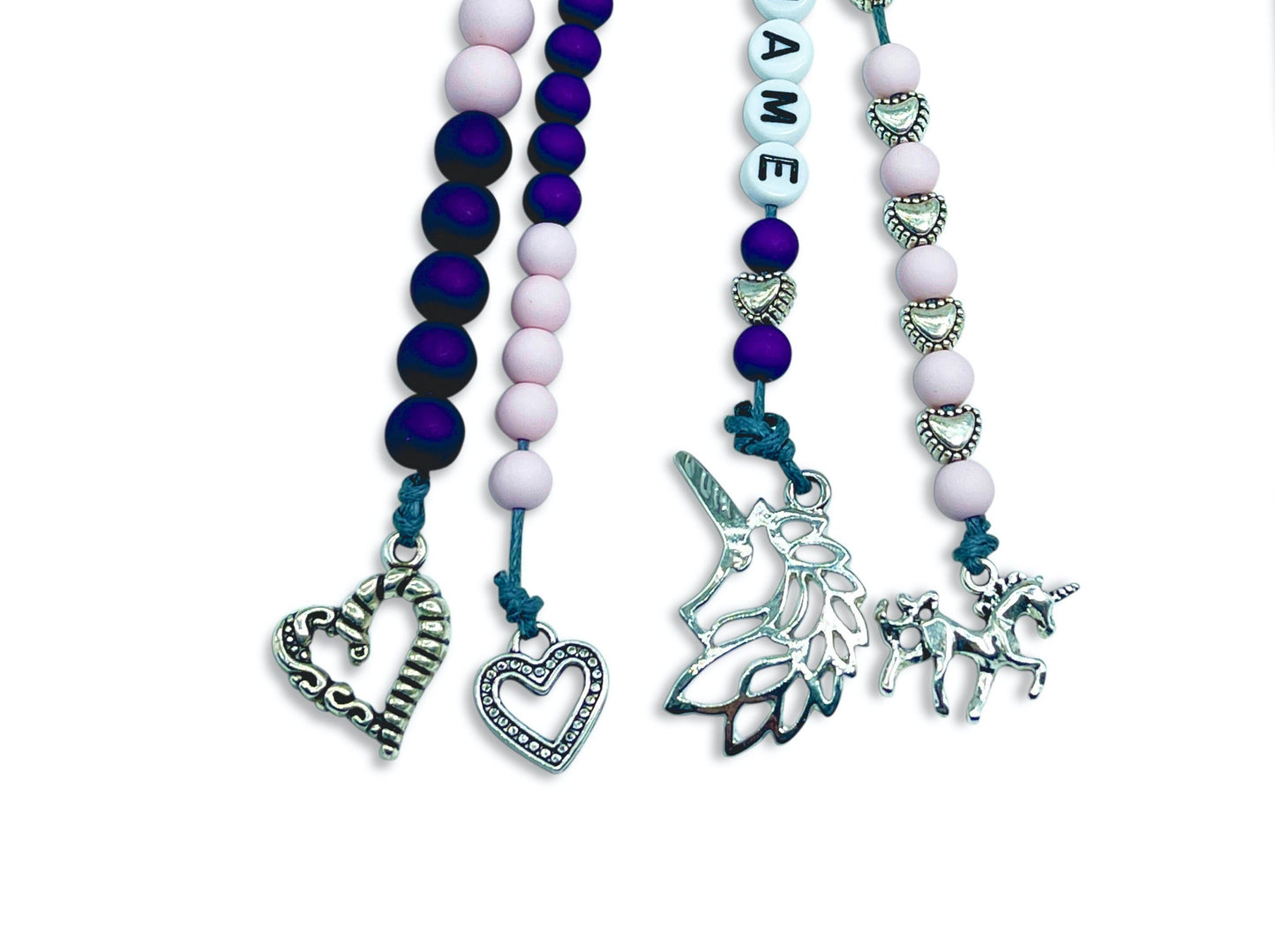 Rechenkette Mädchen Zählkette Herzen Rosa Lila mit Name wahlweise ABC - Geschenk Einschulung erster Schultag - Rechenhilfe 20 Grundschule