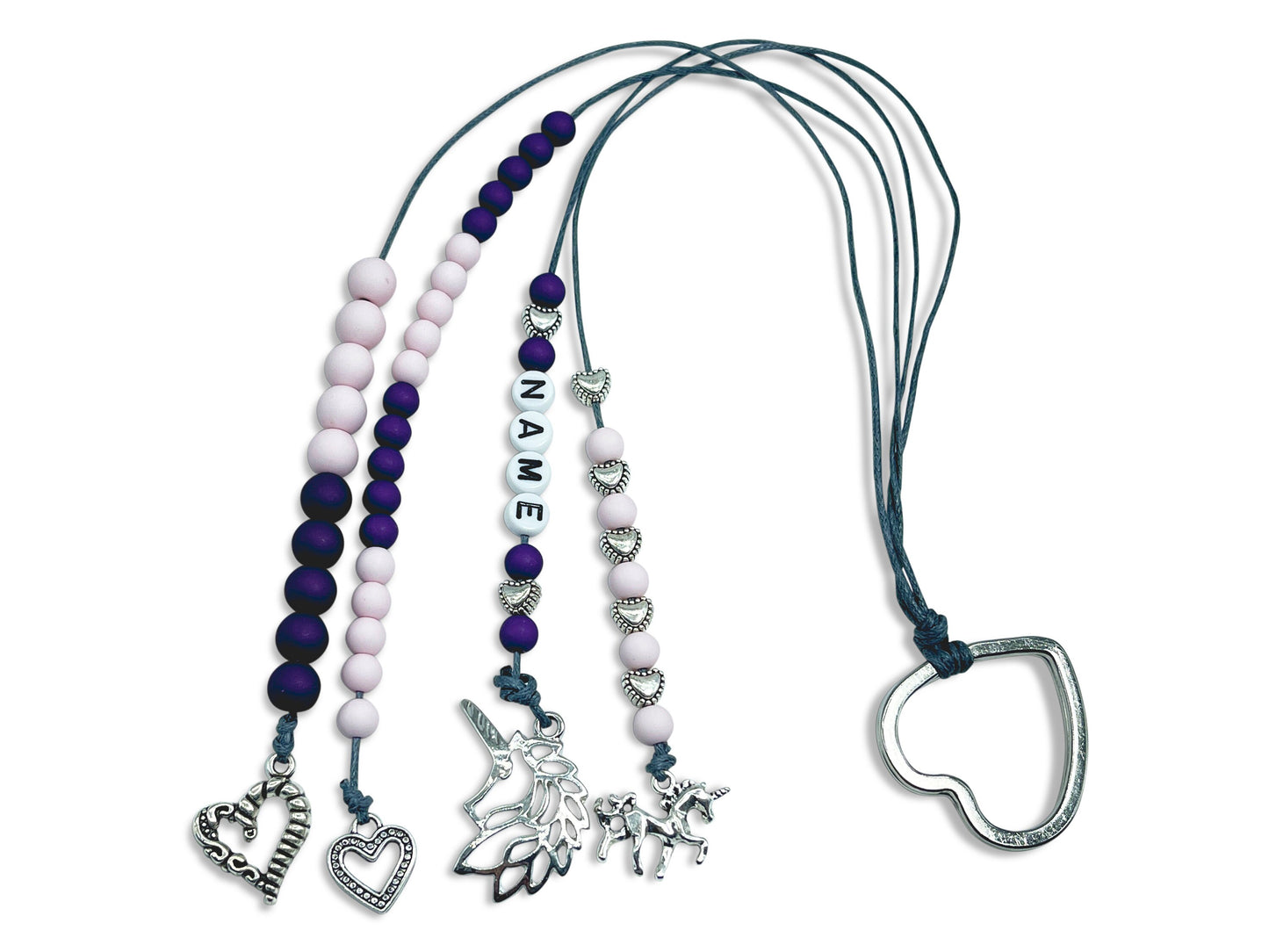 Rechenkette Mädchen Zählkette Herzen Rosa Lila mit Name wahlweise ABC - Geschenk Einschulung erster Schultag - Rechenhilfe 20 Grundschule
