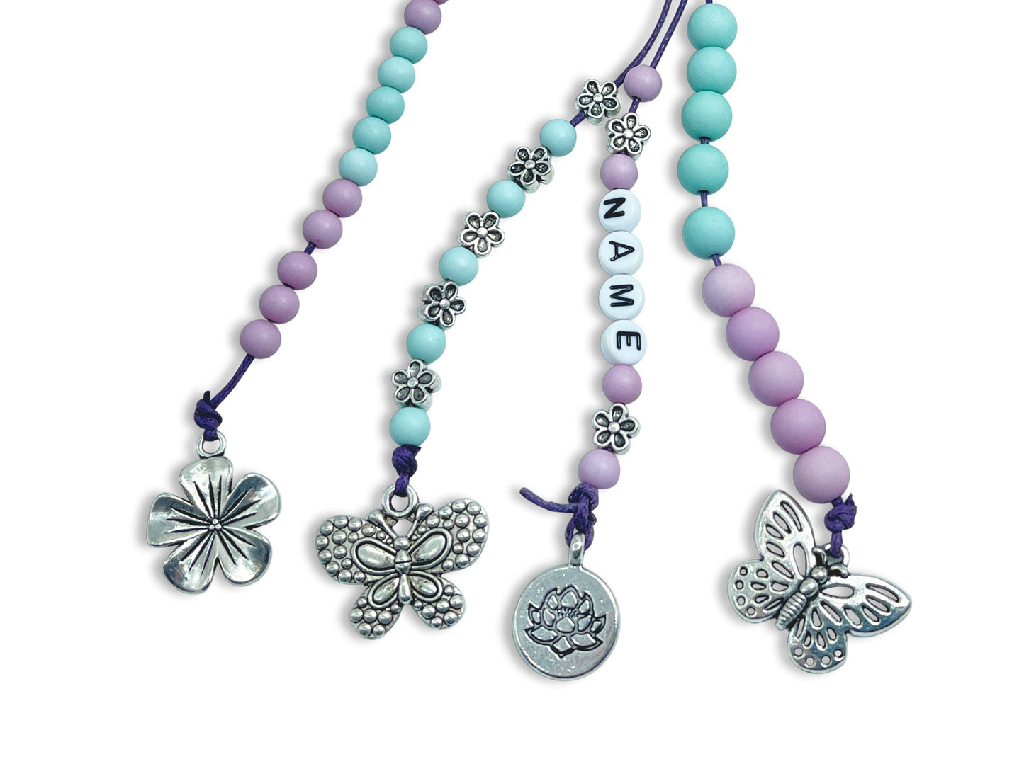 Rechenkette Mädchen Lotus Türkis Flieder mit Name wahlweise ABC - Geschenk Einschulung erster Schultag - Rechenhilfe bis 20 Grundschule