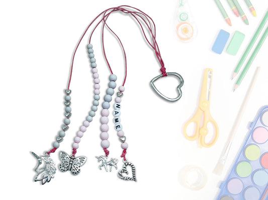 Rechenkette Mädchen Rechenkette Einhorn Grau Rosa mit Name wahlweise ABC - Geschenk Einschulung erster Schultag - Rechenhilfe Grundschule