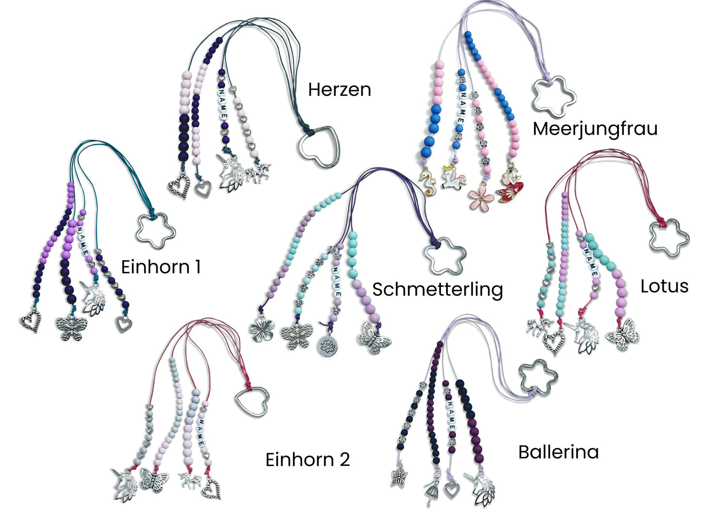 Rechenkette Mädchen Zählkette Herzen Rosa Lila mit Name wahlweise ABC - Geschenk Einschulung erster Schultag - Rechenhilfe 20 Grundschule
