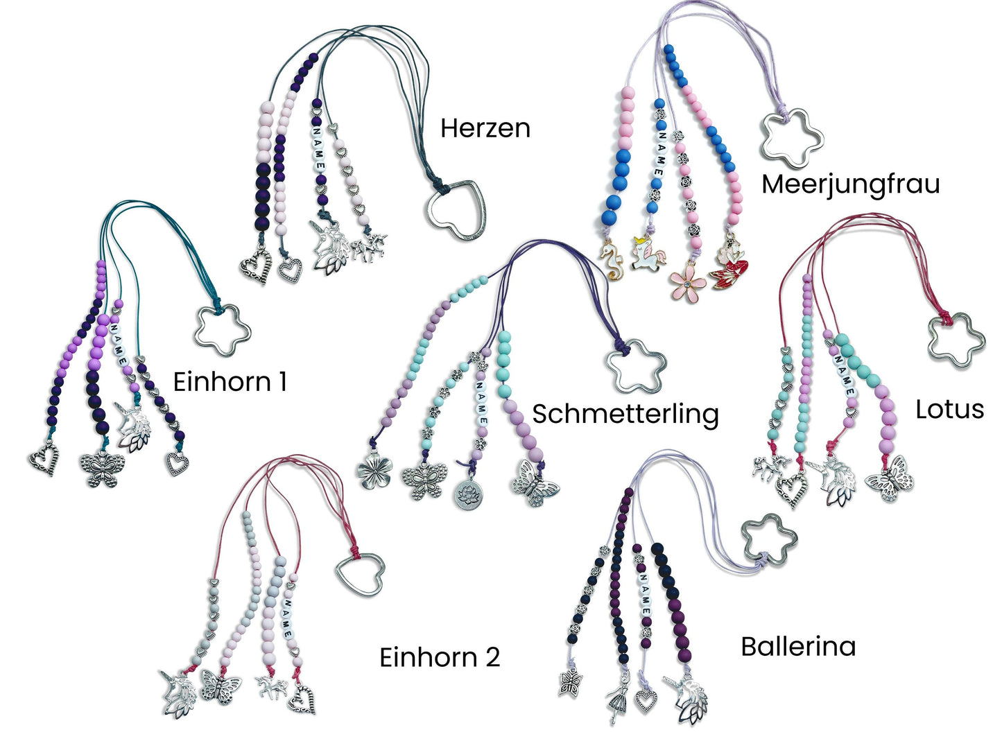 Rechenkette Mädchen Einhorn Lila Beere mit Name wahlweise ABC - Geschenk Einschulung erster Schultag - Rechenhilfe bis 20 Grundschule