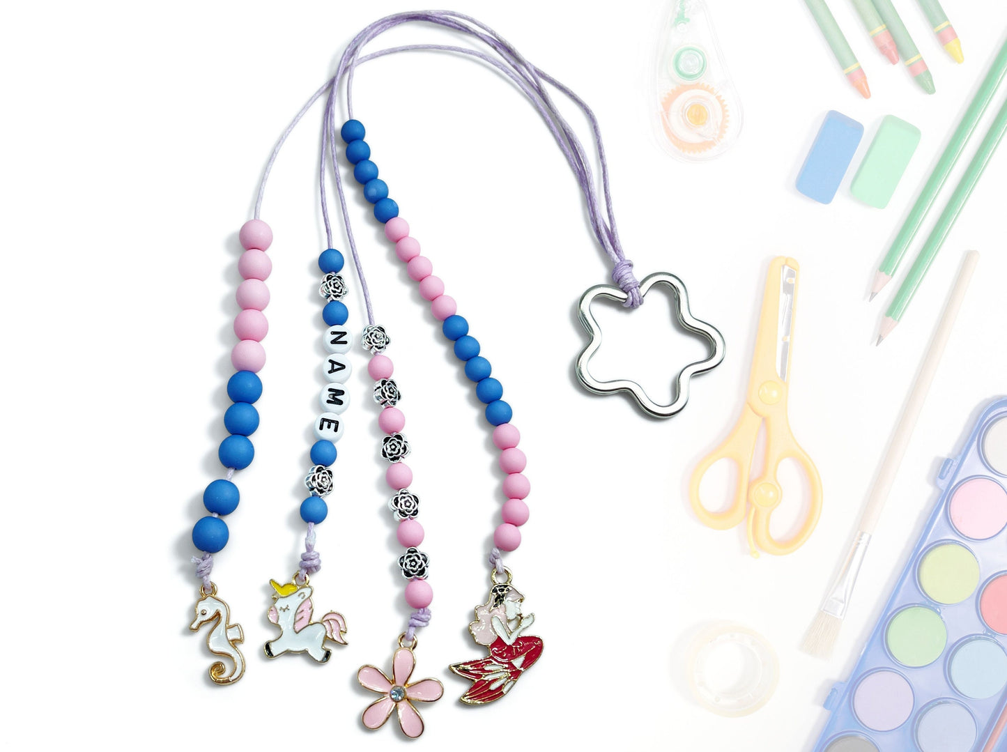 Rechenkette Mädchen Meerjungfrau Rosa Blau mit Name wahlweise ABC - Geschenk Einschulung erster Schultag - Rechenhilfe bis 20 Grundschule
