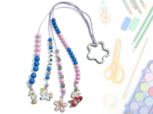 Rechenkette Mädchen Meerjungfrau Rosa Blau mit Name wahlweise ABC - Geschenk Einschulung erster Schultag - Rechenhilfe bis 20 Grundschule