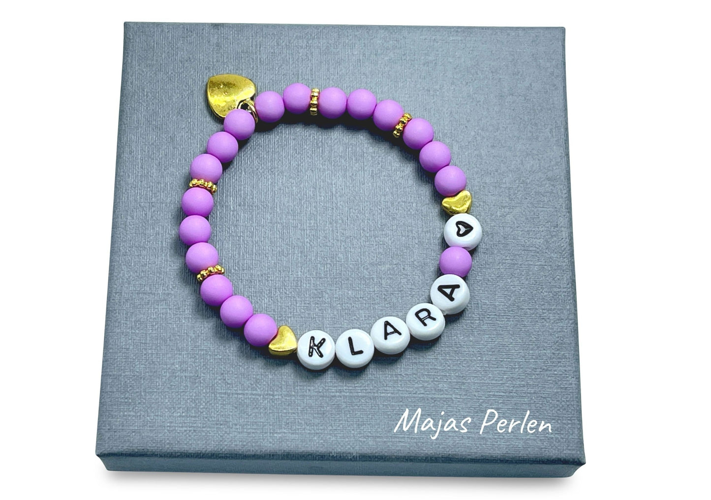 Armband mit Namen Acryl Orchidee mit Gold - Geschenk Mama Freundschaft Kinderarmband personalisiert -  Wunschfarbe - viele Farben