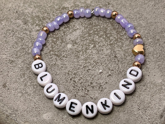 Armband Blumenkind Rocailles Flieder Edelstahl Roségold - Farben lila pink weiß - Geschenk Blumenmädchen Kerzenkind - personalisierbar