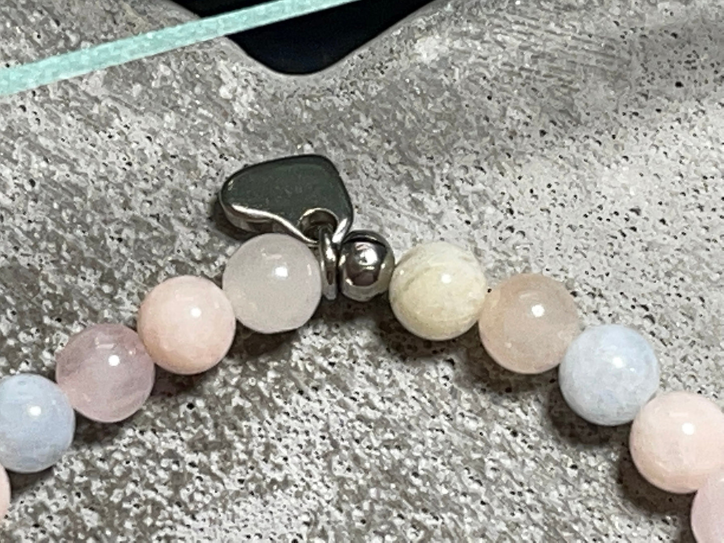 Armband Morganit Big Sister Herzen Platiniert - Geschenk Schwesterherz Große Schwester Geburt Geschwisterkind - diverse Edelsteine anpassbar