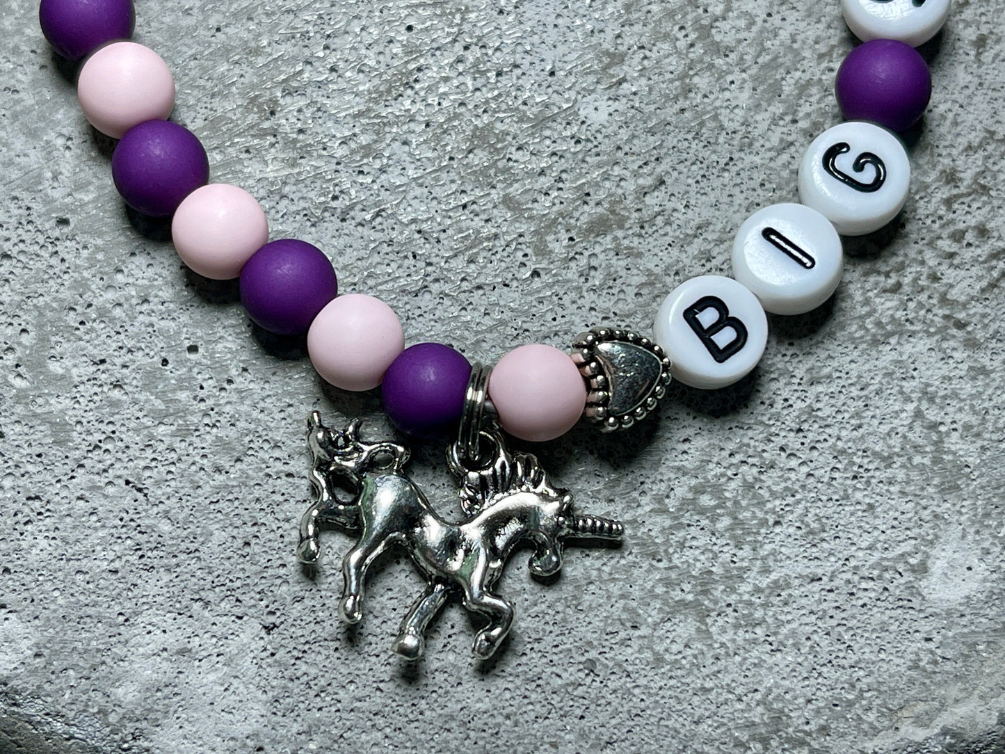 Armband Grosse Schwester Zartrosa & Purple Acryl - Geschenk Schwester kleiner Bruder big Sister Schwesterherz Kinderarmband