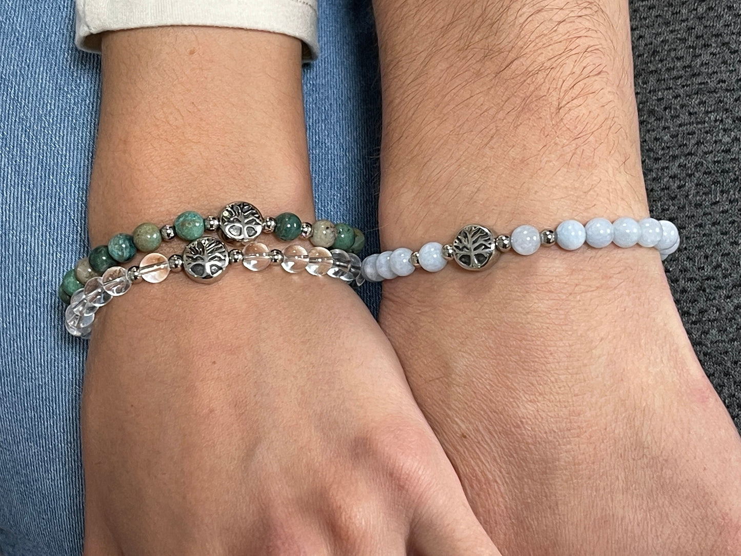 Armband Afrikanischer Türkis Lebensbaum Edelstahl Silber oder Gold - Perlenarmband für Selbstsicherheit Erfolg - Spiritueller Schmuck