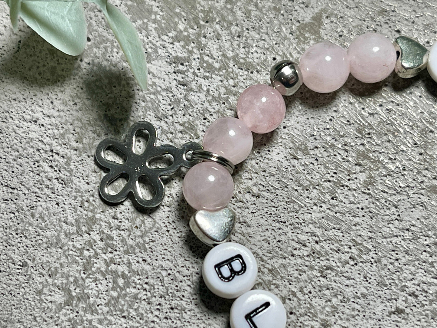 Armband Blumenmädchen Rosenquarz 6 mm - Geschenk Blumenmädchen Blumenjunge Erinnerungsarmband - Kinder und Hochzeit- Edelstein nach Wunsch