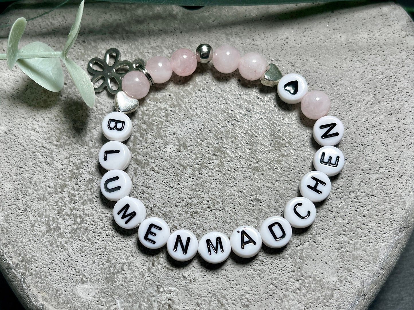 Armband Blumenmädchen Rosenquarz 6 mm - Geschenk Blumenmädchen Blumenjunge Erinnerungsarmband - Kinder und Hochzeit- Edelstein nach Wunsch